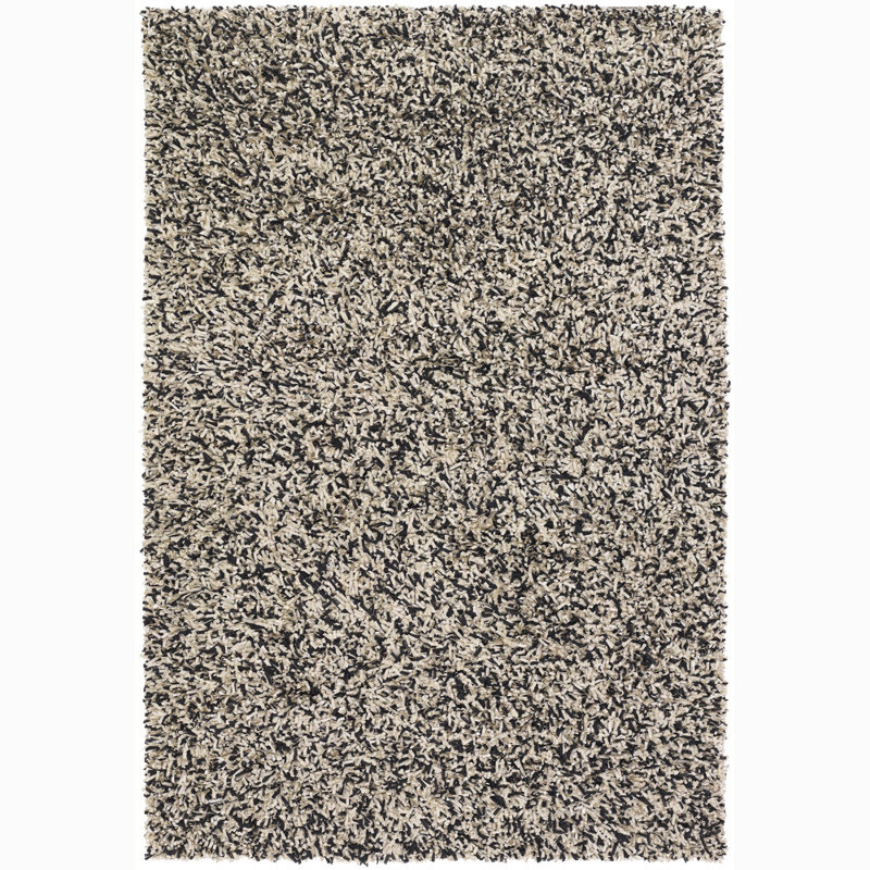 Etop Gray Area Rug, Rectangle 5' x 7'6", Black and Gray