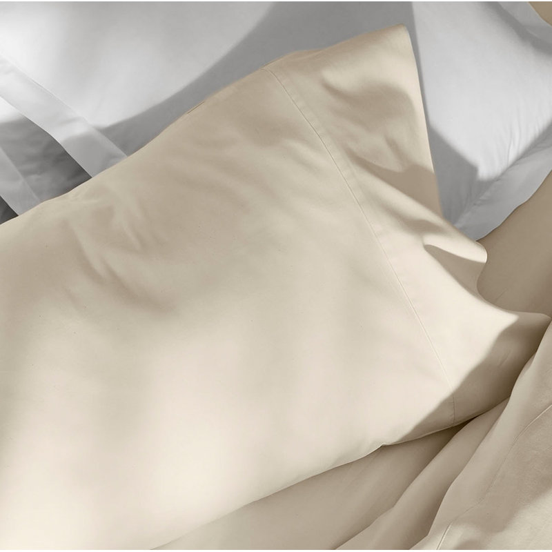 Percale Hemmed Pillowcase Set, Natural, Standard Pillowcase