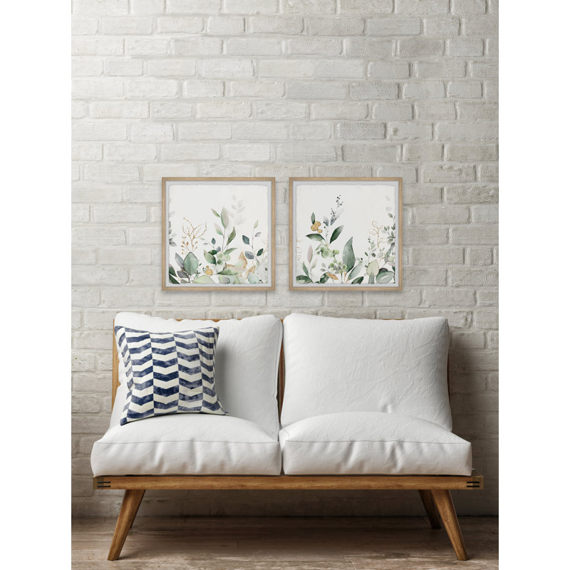 New Leaves by Marmont Hill - 2 Piece Single Picture Frame Painting Set, 81" H x 81" W