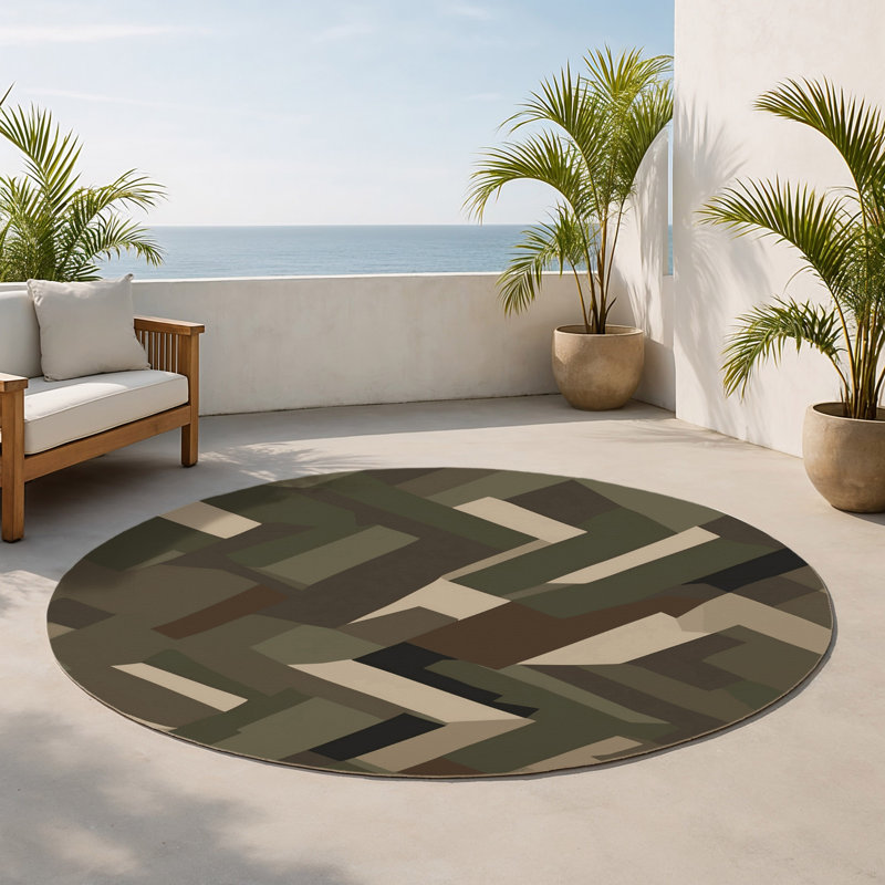 Tapis intérieur et extérieur Shadow Route, Rond 5 pi