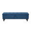 Banc de lit 59 po en tissu bleu avec compartiment de rangement. Multifonctionnel pour différentes pièces. Conception à boutons. Pieds en bois massif. Capacité de poids de 500 lb. Facile à assembler. Utilisation en haut. Assemblage à charge