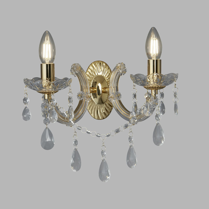 Kelly Mild Steel Candle Wall Light, Polished Brass