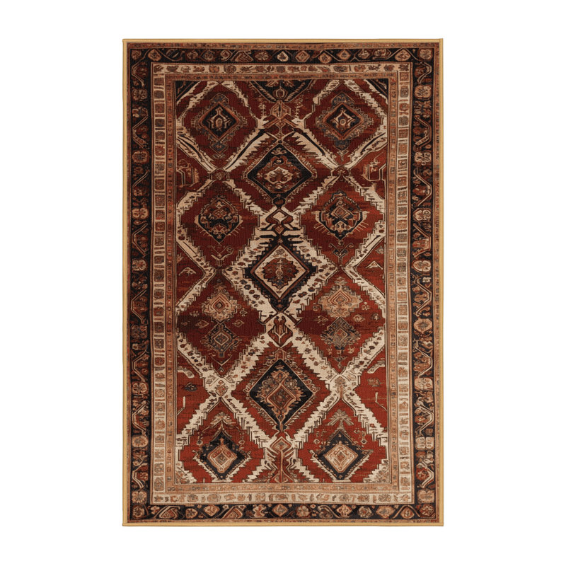 Machine Washable Persian Brown Area Rug, Rectangle 7' x 9'
