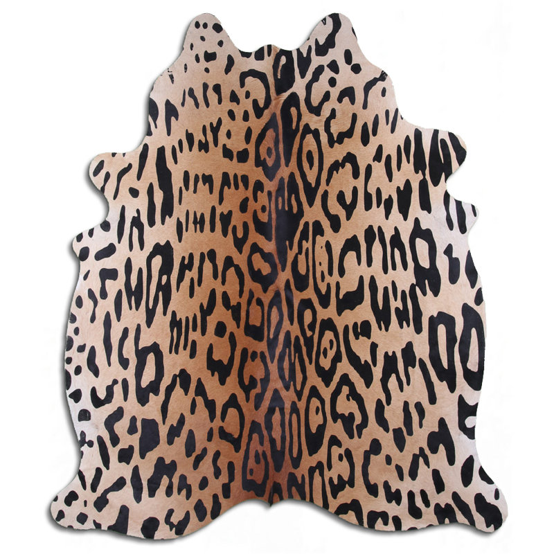 Custom Amazon Jaguar Printed Cowhide Rug, Novelty 5'8" x 6'7"
