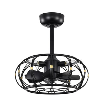 Eoin Caged Lighted Ceiling Fan Fandelier 7-Blade Remote Control