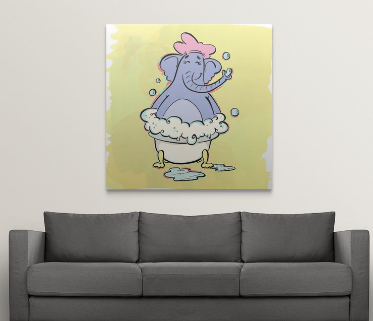 « scrub-a-dub éléphant-bathtime copains », impression, H 35 po x l 35 po x P 1,5 po, Toile