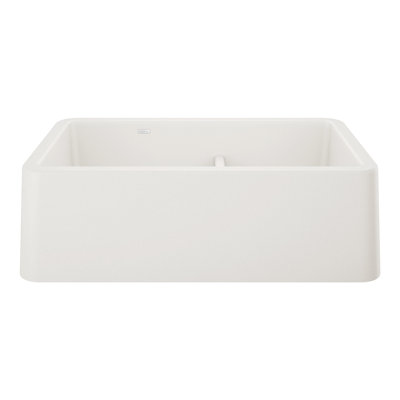 Ikon Silgranit 33" Double Bowl Apron-Front Farmhouse Sink with Low Divide - White