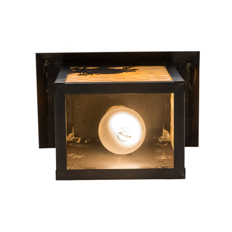 Seneca Winter Pine 1 - Light Outdoor Wall Lantern, Beige Art, Craftsman Brown