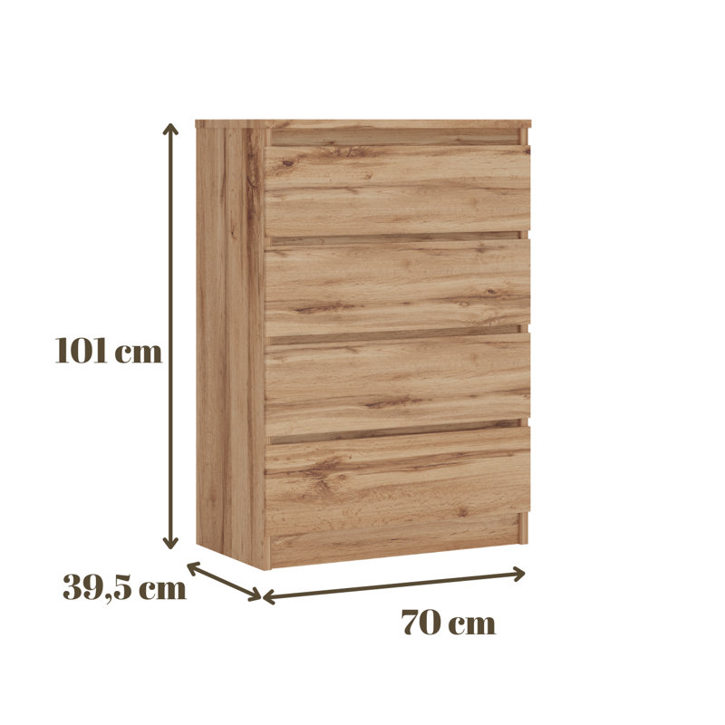 Demi 70cm W 4 - Drawer Chest of Drawers, Wotan Oak