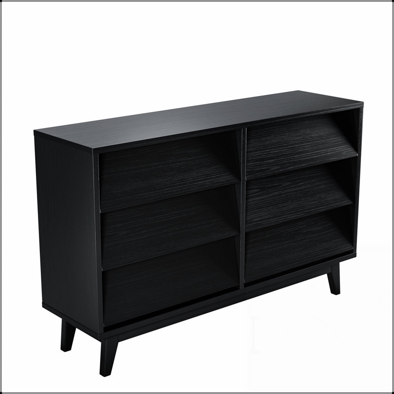Commode double à 6 tiroirs de style rétro avec design biseauté, parfaite pour le rangement élégant et la décoration intérieure