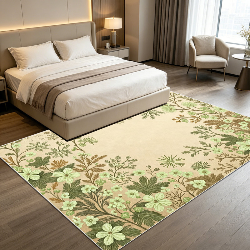 1PC Vintage Sage Green & Brown Botanical Floral Print area rugs for Living Room, Soft, All seasons, Easy-maintain, Washable Indoor mat, Farmhouse suitable for dining table, bedroom, entryway, kitchen, patio, home lounge, Home Decor, Outdoor Decor.