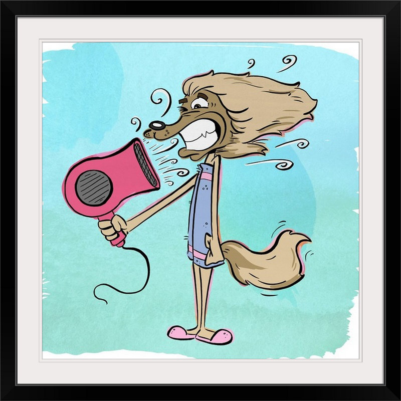« cheveu do dog-bathtime copains », impression, H 38 po x l 38 po x P 1 po, Cadre noir