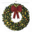 Couronne de Noël Crestwood Spruce pré-illuminée avec nœud, différents modes d'éclairage, baies rouges et pommes de pin-1341436579