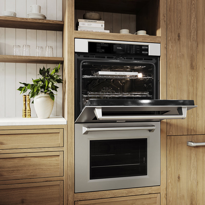 ZLINE 30 in. Autograph Double Wall Oven w/ Air Fry and Self Clean w/ Black Handles, Stainless Steel, Stainless Steel