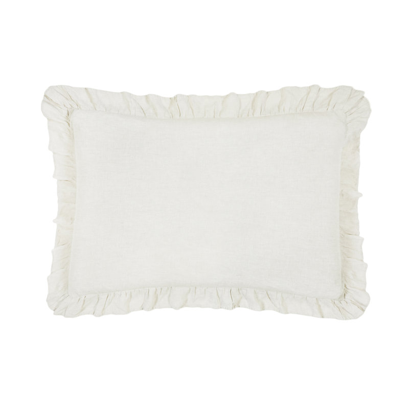 Charlie Linen Lumbar Pillow Cover & Insert, Cream