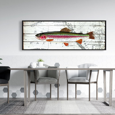 Trout On A World Map Print On Canvas