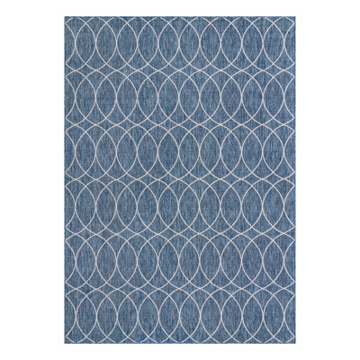 Blue Gitter Indoor/Outdoor Trellis Rug