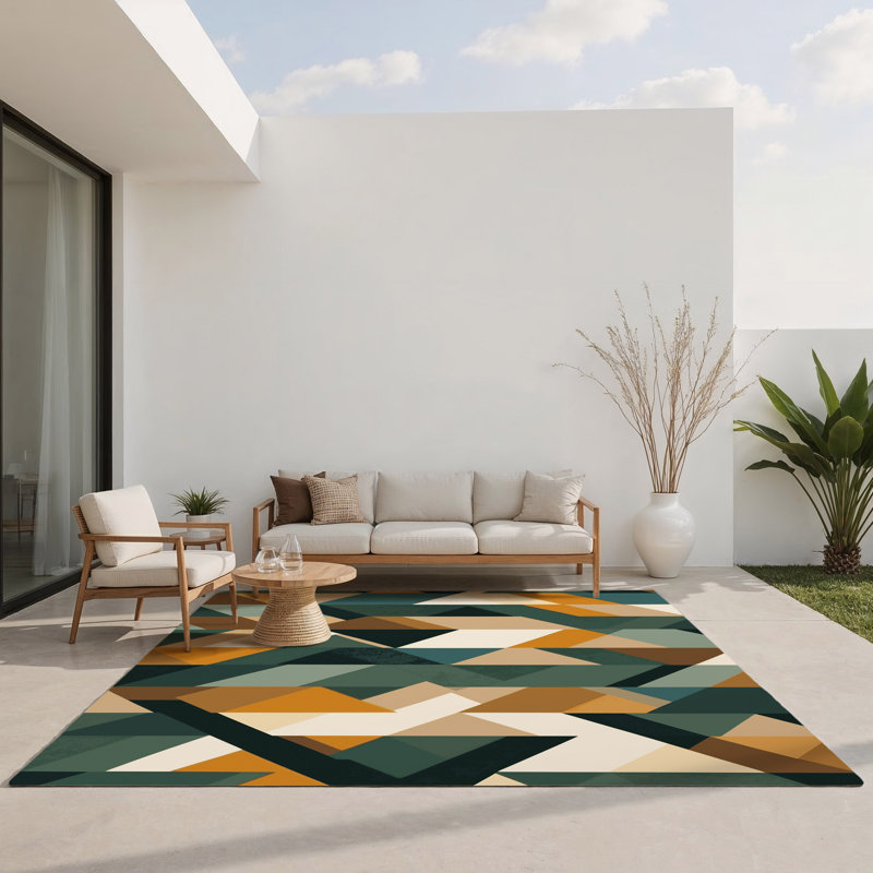 Geogrid Colors Indoor And Outdoor Area Rug, Rectangle 9' x 12'
