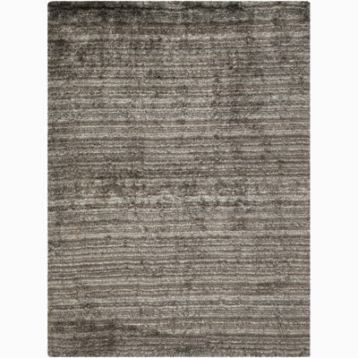Tapis gris en polyester tissé à la main Cyrill