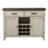 Vermelle Rustic White Sideboard w/ Wine Storage