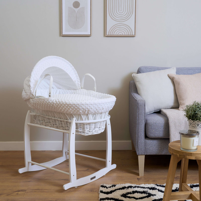 Dimple Wicker Moses Basket, White