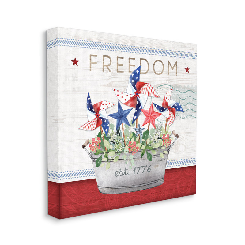 «Freedom Americana Floral Pinwheels» par Jennifer Pugh, impression sur toile tendue, H 30 po x l 30 po x P 1,5 po