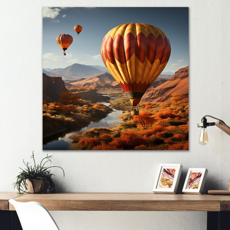 Expressionist Balloon Journey - Imprimé, H 30 po x l 30 po x P 1 po, Toile tendue