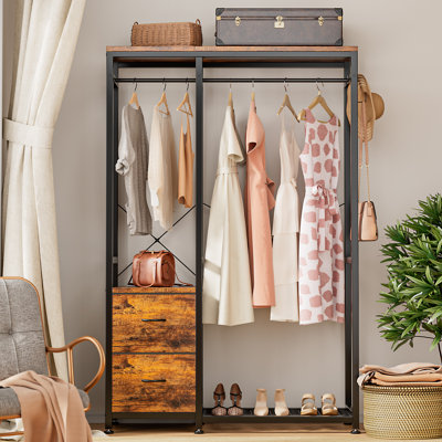 Rylaey 47.24'' Metal Clothing Racks,Closet System Organizer Garment Rack for Hanging Clothes