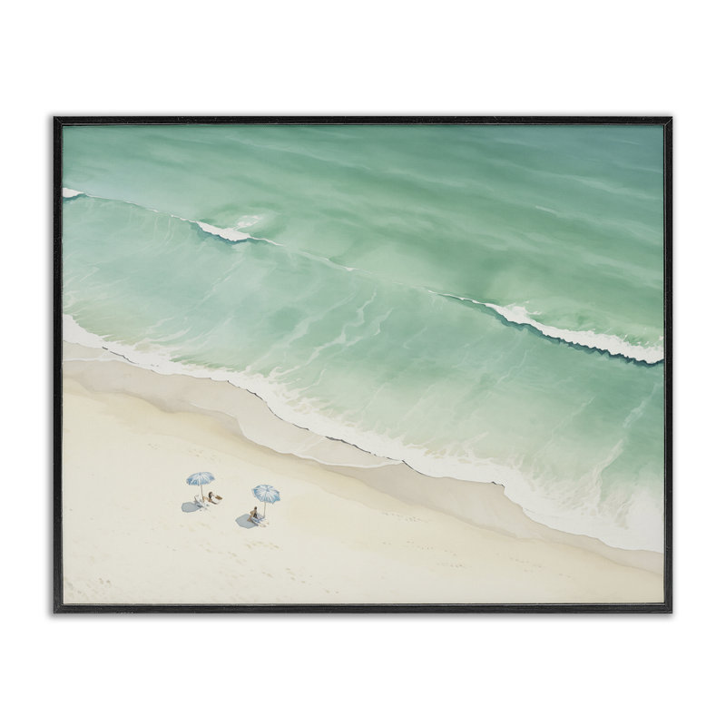 Été estampe de plage par Arlington Prints, H 11 po x l 14 po, Giclée encadrée noir minuit