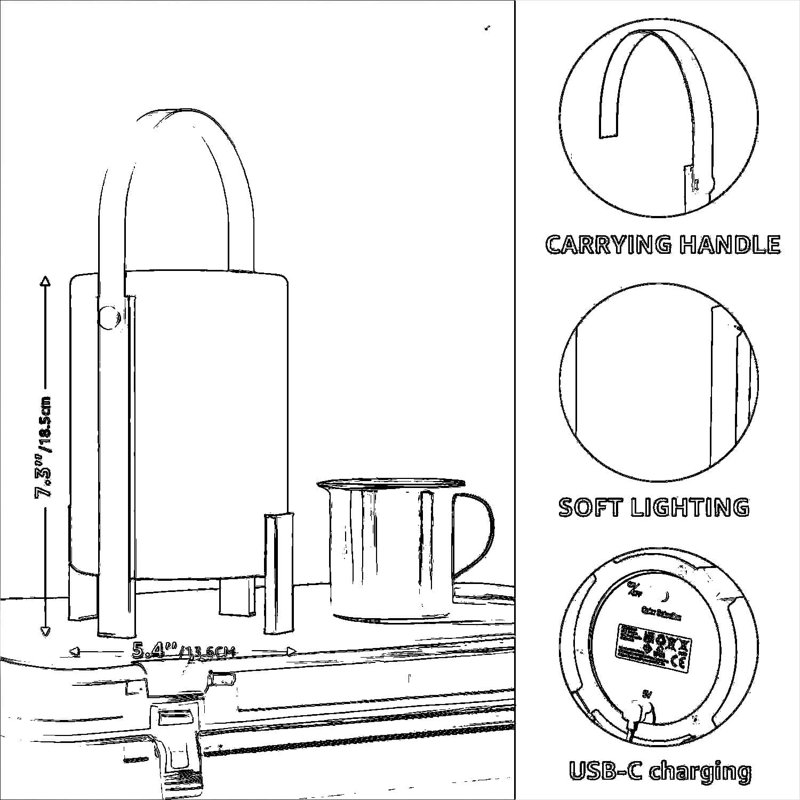Lampe de table à DEL rechargeable avec télécommande - blanc chaud 3000K et modes lumière de bougie, IP44 à intensité variable pour une utilisation intérieure / extérieure dans la salle de bain