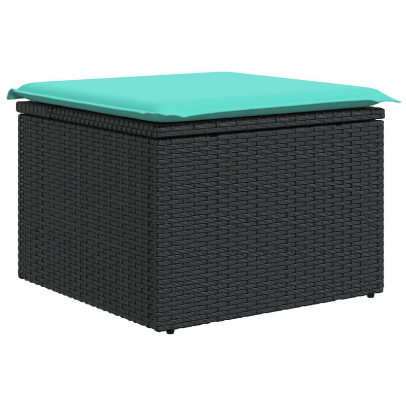 Ensemble de canapé modulaire d'extérieur 8 pièces avec coussins 8 pièces, Coussin bleu / cadre noir