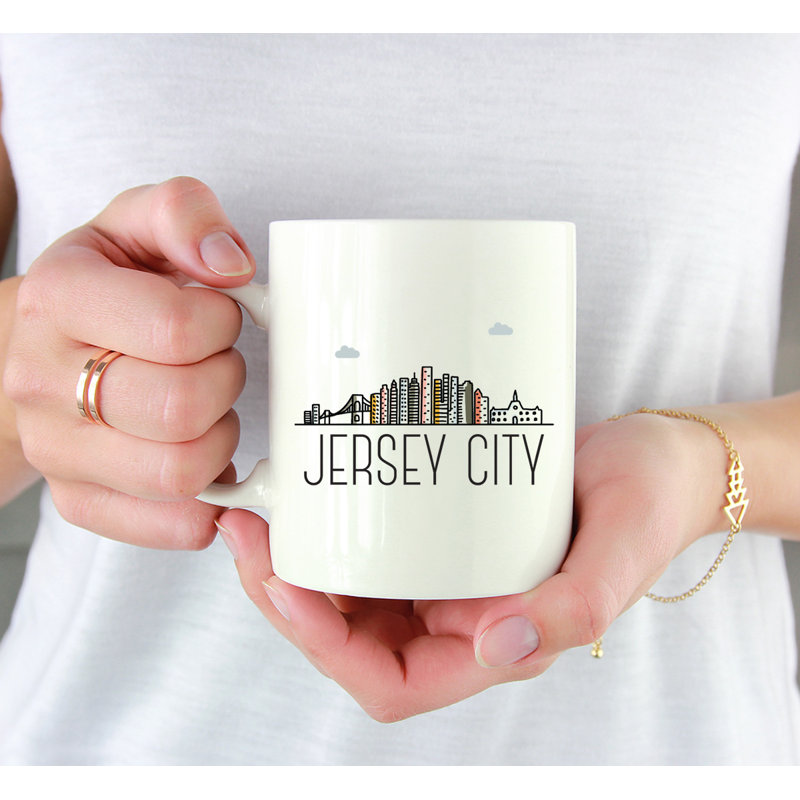 Tasse à café Colorful City Skyline, Ville de Jersey