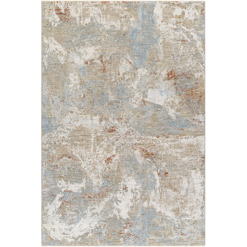 Tapis bleu / rouille / beige / gris en polypropylène tissé à la machine à motif abstrait Avia
