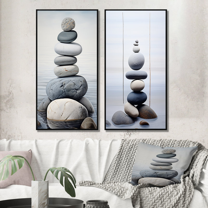 «Beach Photo Harmonic Balance» - ensemble de 2 reproductions, Cadre noir, H 20 po x l 24 po