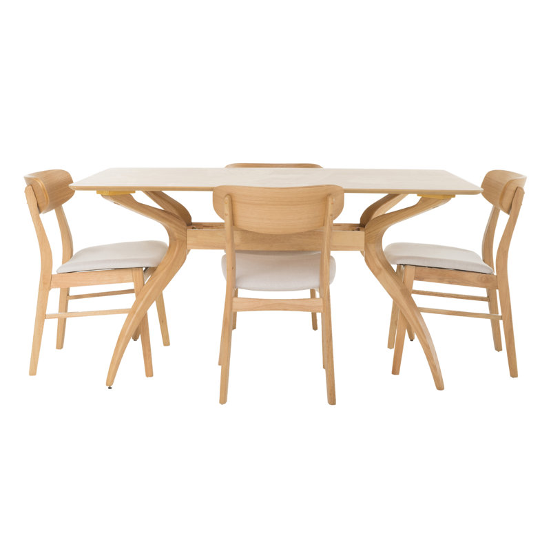 Juliahna Four Leg Dining Set, Dark Grey and Natural Walnut