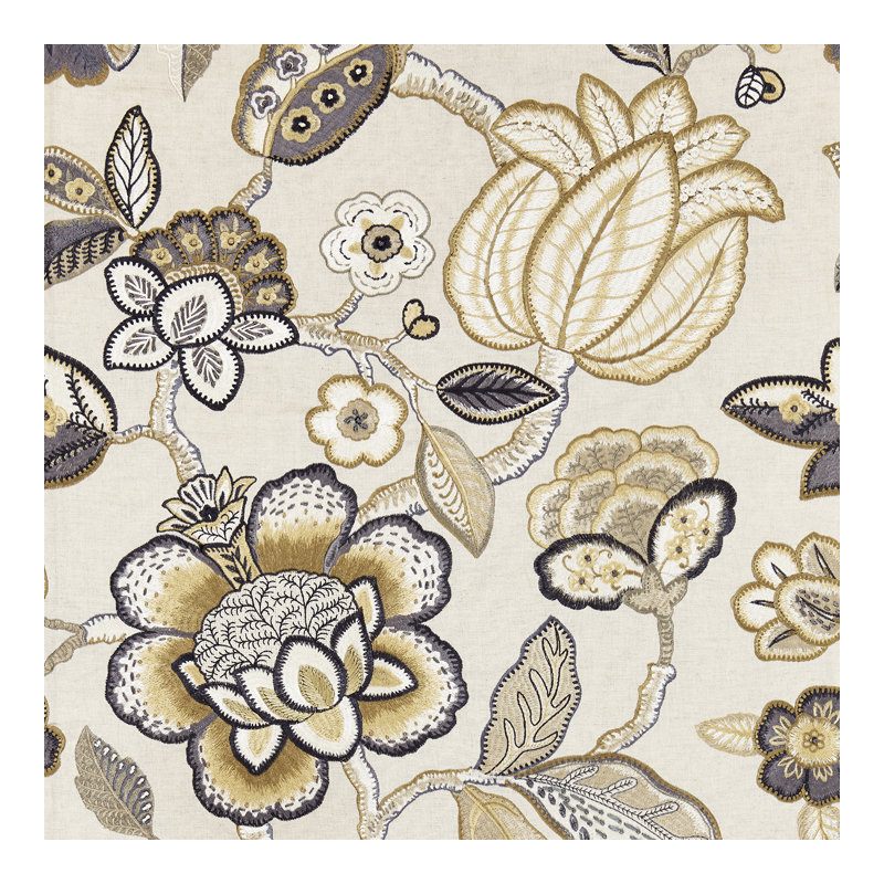 Botanica Coromandel Embroidery Fabric, Flax