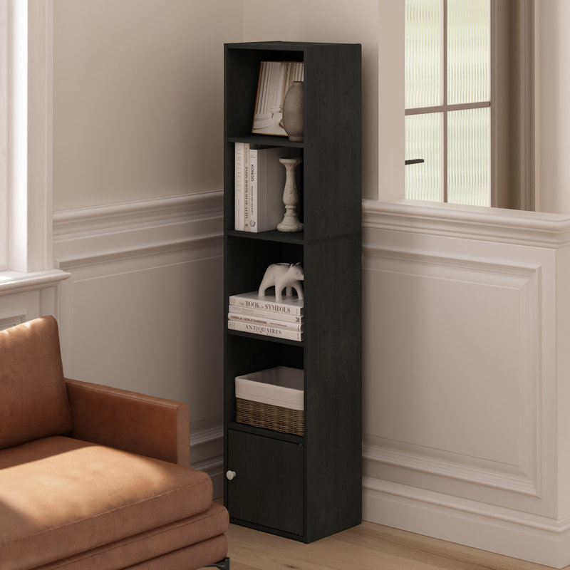 Bibliothèque à 5 niveaux Furinno Luder, Noir, (5 tablettes) H 52 po x l 12 po x P 10 po