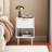 22.83 Inch High White Modern Bedside Table, Single Drawer Open Shelf With Gold Accent Handle