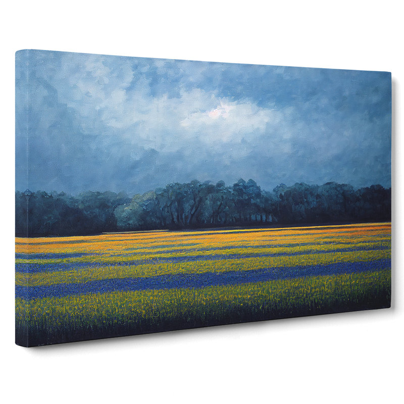 Expressive Bluebell Field - Wrapped Canvas, 35cm H x 50cm W x 3cm D