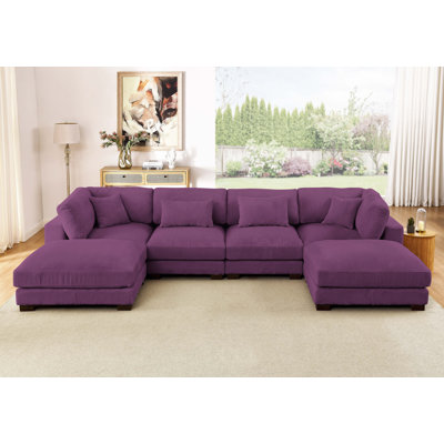 Andreco 144" Wide Reversible Modular Corner Sectional with Ottoman