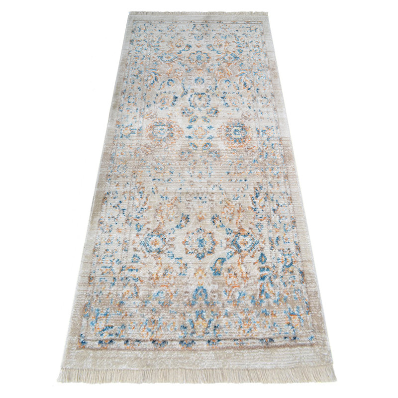 Crayton Machine Made Polyester Area Rugs - Runner, Ivory Color, Classic Oriental Traditional Design, Low Pile Machine Made Area Rugs for Living Room, Bed Room