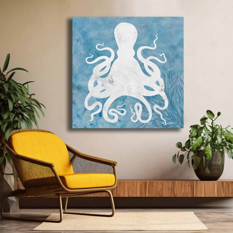 «White Octopus Coastal», art mural sur toile