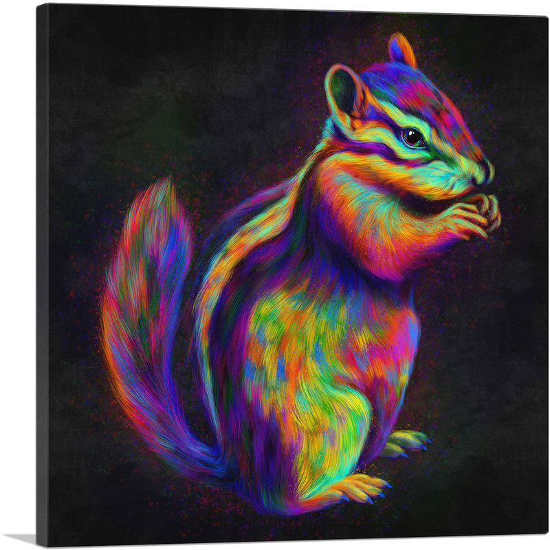 Chipmunk rayé - impression sur toile tendue, H 18 po x l 18 po x P 0,75 po