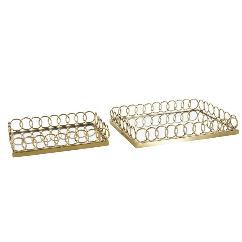 Stainless Steel Tray - Set of 2, 3.2" H x 18.15" W x 12.6" D