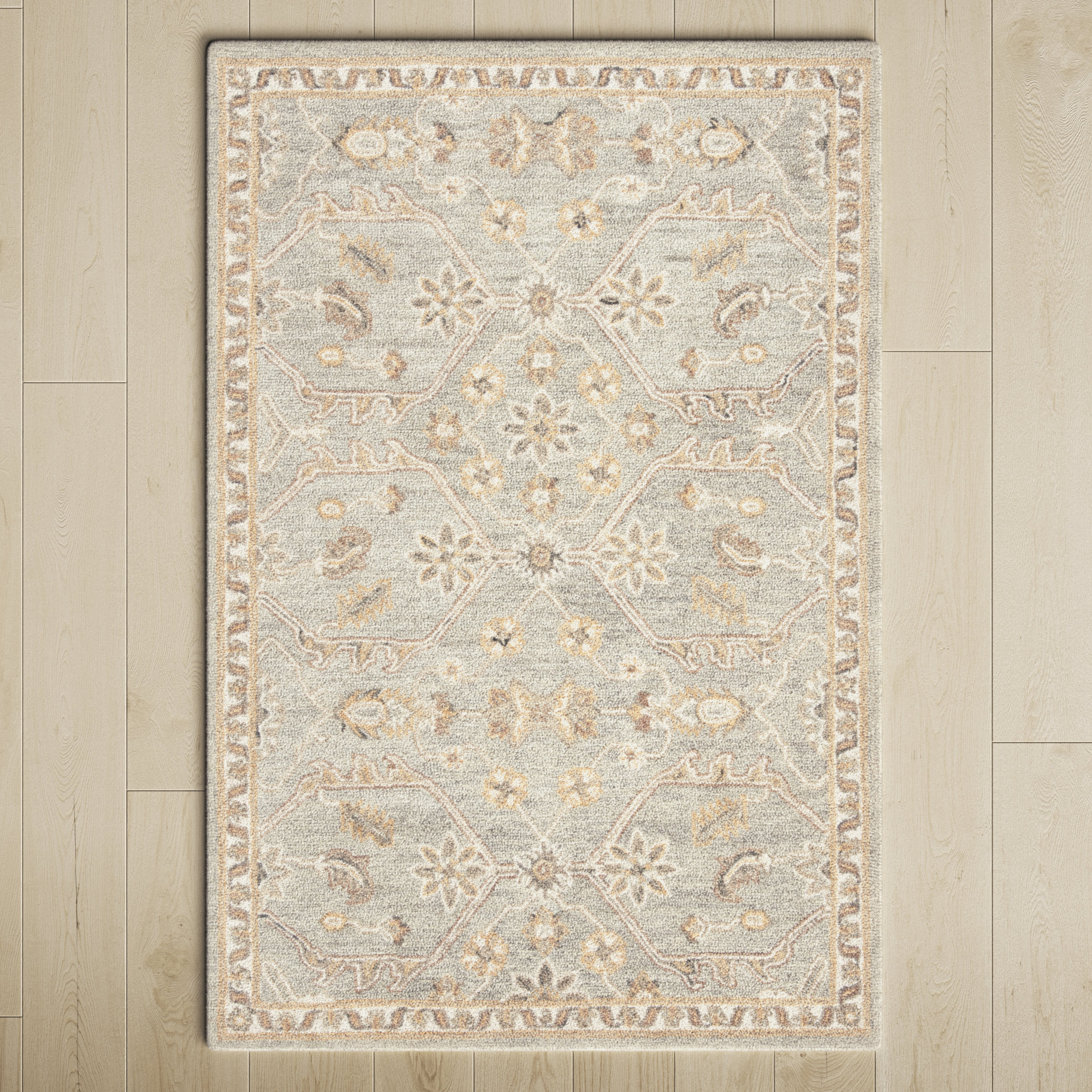 Birch Lane™ Airlie Oriental Handmade Tufted Wool Area Rug in Slate/Beige & Reviews | Birch Lane