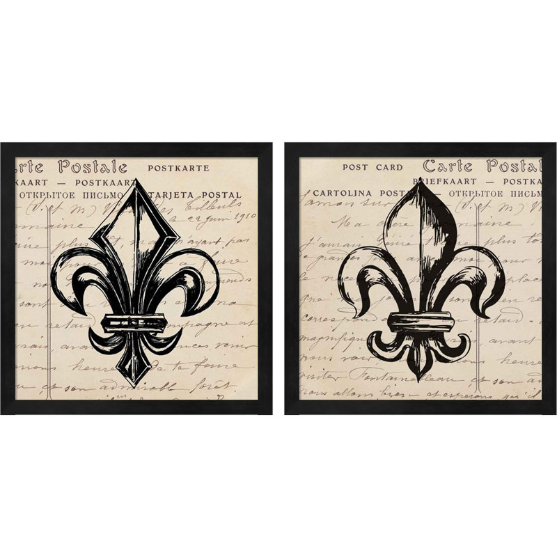 Fleur de lis par Sabine Berg, art encadré (ensemble de 2)