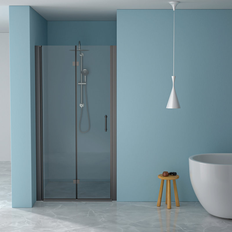 Fold Frameless Shower Door With Tempered Glass