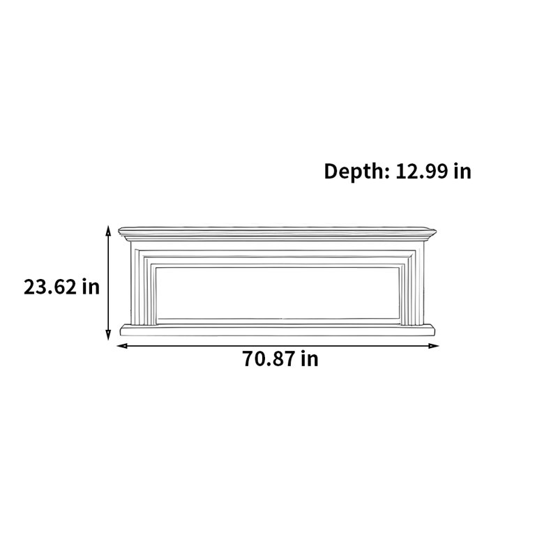Simulated Electronic Fireplace TV Decorative Stand, Black, 70.87"