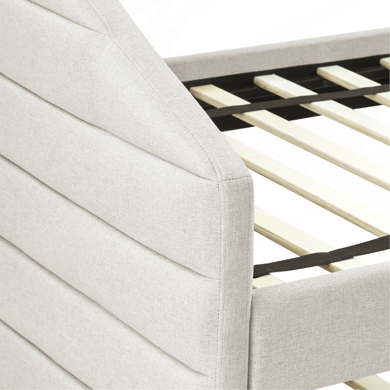 Lit de jour simple avec canapé-lit capitonné et rembourré, tissu en lin