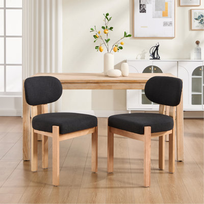Ensemble de 2 chaises de salle à manger en bois, chaise de salle à manger rembourrée en tissu moderne, chaise de ferme pour salle à manger